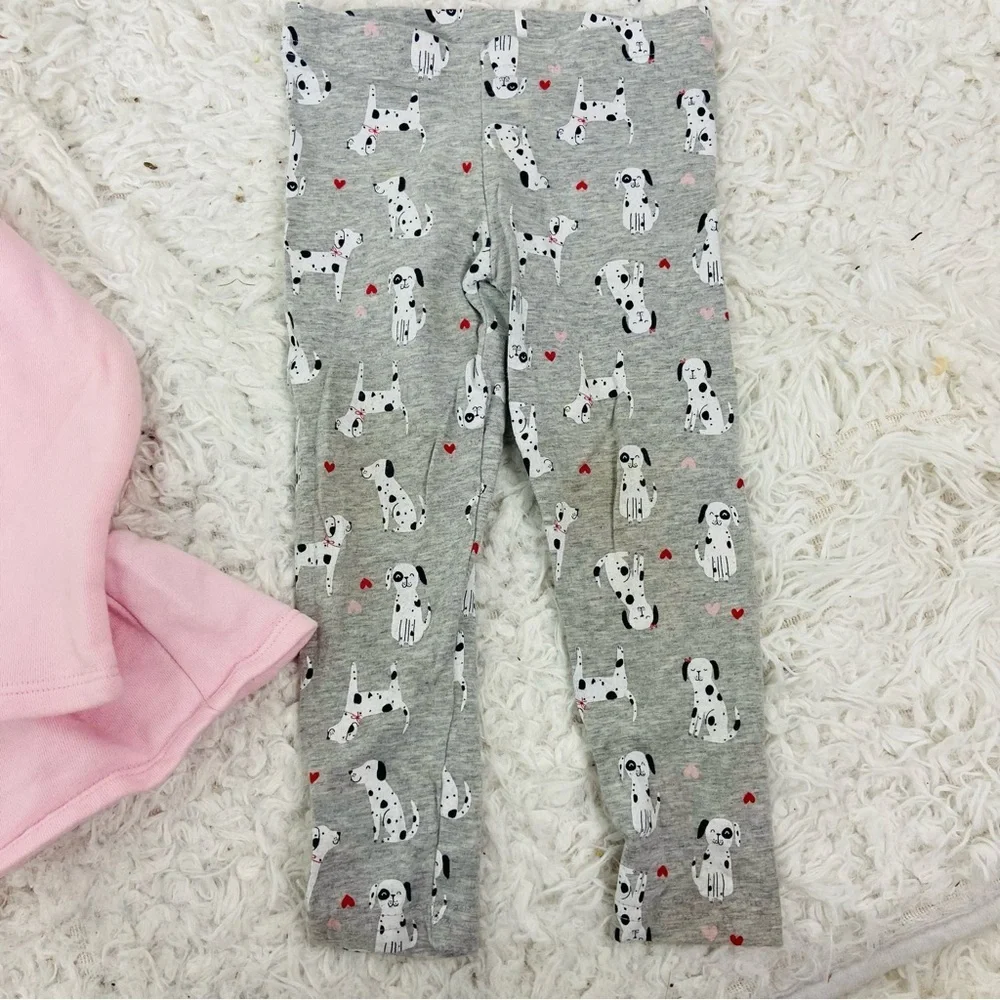 Carter's Pink & Gray dalmatian Dog pink ruffle long sleeve gray stretch leggings - Picture 6 of 17